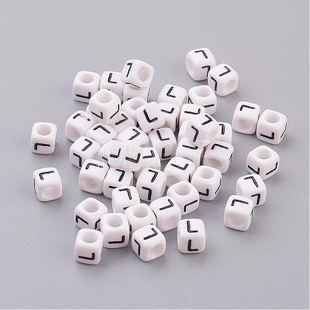 Acrylic Horizontal Hole Letter Beads PL37C9308-L-1