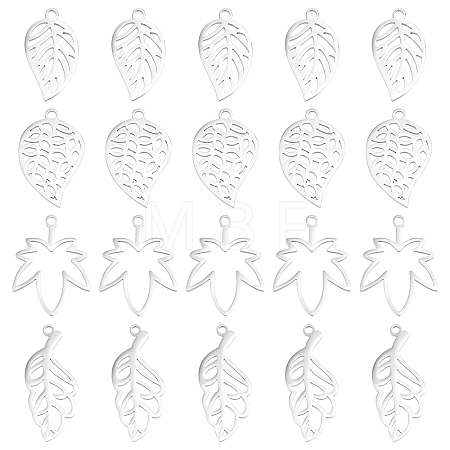 24Pcs 4 Style 304 Stainless Steel Pendants STAS-DC0005-88-1