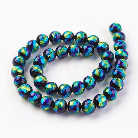 Handmade Silver Foil Glass Lampwork Beads LAMP-P051-G02-10mm-1