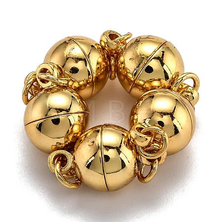 Rack Plating Brass Magnetic Clasps with Loops KK-F801-03A-G-1