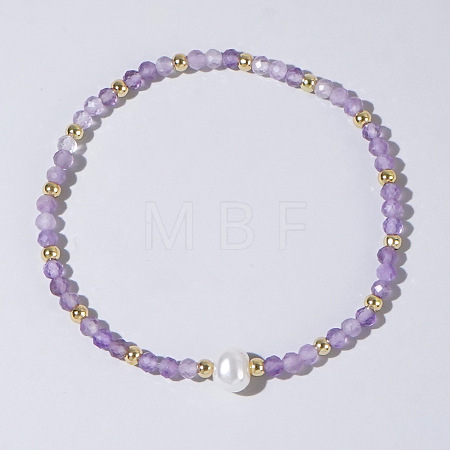 Natural Amethyst Beaded Stretch Bracelets for Women BG9690-7-1