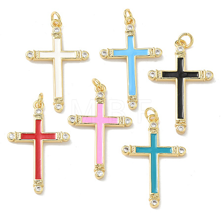 Brass Micro Pave Cubic Zirconia Pendants KK-Z153-24G-1