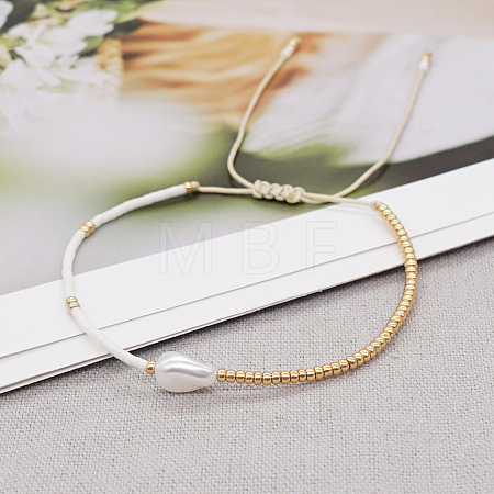 Plastic Pearl & Glass Seed Beads Braided Bead Bracelets for Women WH4372-4-1