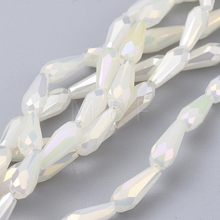 Electroplated Opaque Glass Beads Strands X-EGLA-L015-FR-B11-1