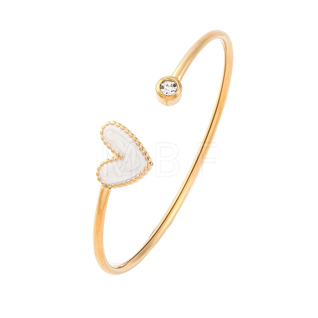 201 Stainless Steel Enamel Cuff Bangles for Women BJEW-F492-01G-01-1