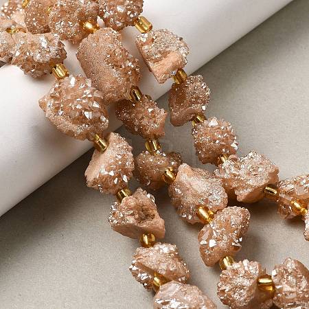 Electroplated Natural Druzy Agate Beads Strands G-G289-02D-1