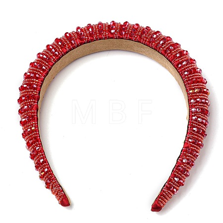 Bling Bling Glass Beaded Hairband OHAR-PW0007-26R-1