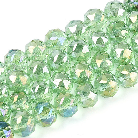 AB Color Plated Transparent Glass Round Beads Strands EGLA-T029-8mm-12T-09-1