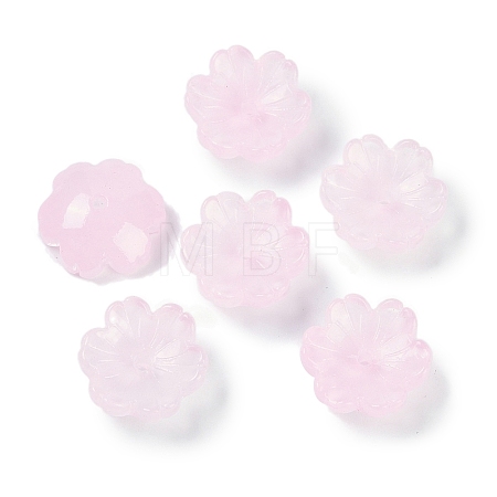 Transparent Spray Paint Glass Bead Caps GLAA-H035-04G-1