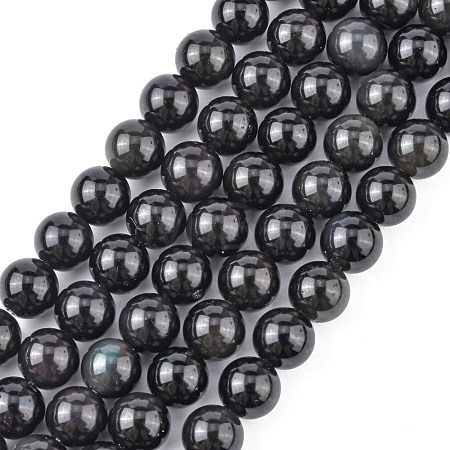 Natural Obsidian Bead Strands G-R173-8mm-02-1