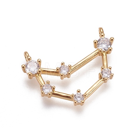 Brass Micro Pave Cubic Zirconia Pendants X-ZIRC-F099-20G-03-1