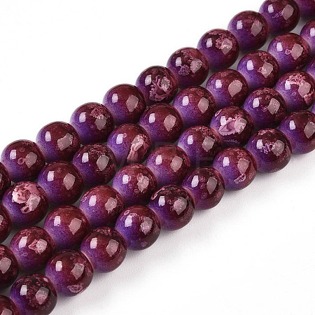 Baking Paint Glass Beads Strands DGLA-N008-8mm-04-1