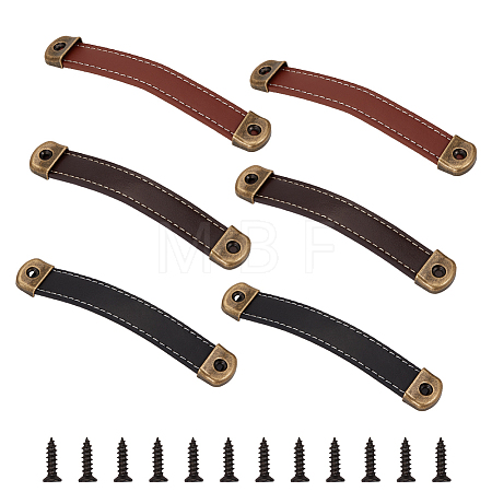 6 Sets 3 Colors PU Leather Drawer Handles DIY-GF0006-72-1