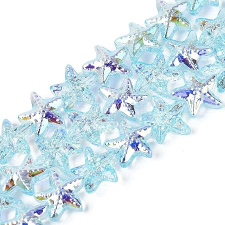 Electroplate Transparent Glass Beads Strands EGLA-Q136-01A-08-1