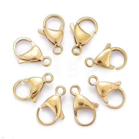 Ion Plating(IP) 304 Stainless Steel Lobster Claw Clasps X-STAS-H353-F-02G-1