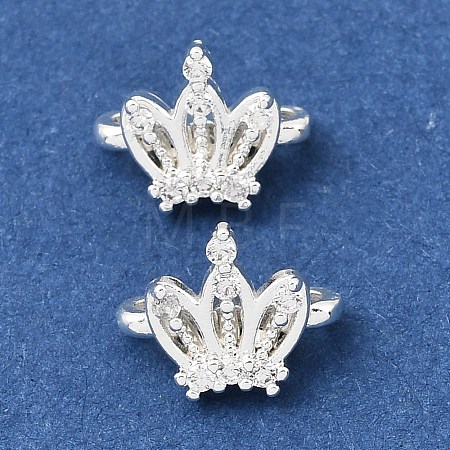 Brass Micro Pave Clear Cubic Zirconia 2-Loop Crown Spacer Bars KK-C258-16S-1