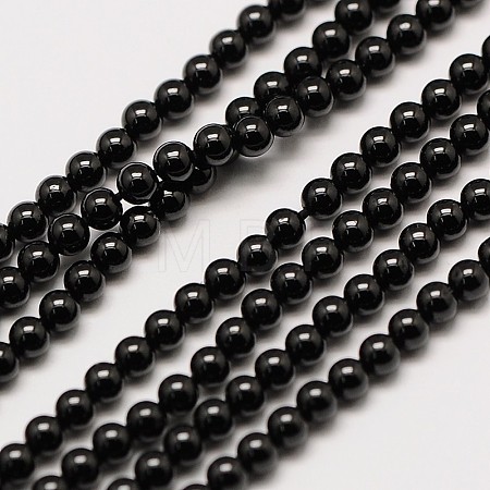 Natural Black Spinel Round Bead Strands G-A130-2mm-32-1