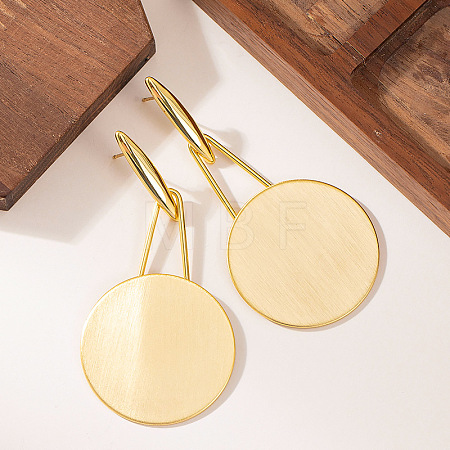 Alloy Flat Round Dangle Stud Earrings FS-WG56DB5-02-1