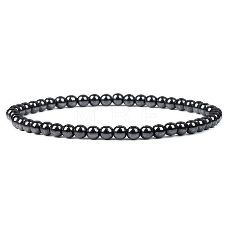 4mm Round Synthetic Hematite Beads Bracelet for Men KG3069-32-1