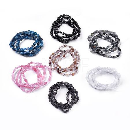 Natural Mixed Gemstone Bead Stretch Bracelets BJEW-K213-M02-1
