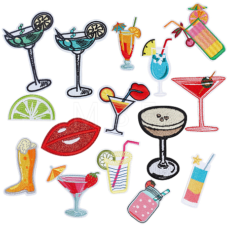 15Pcs 15 Styles Computerized Embroidery Polyester Iron on/Sew on Patches PATC-PH0001-81-1