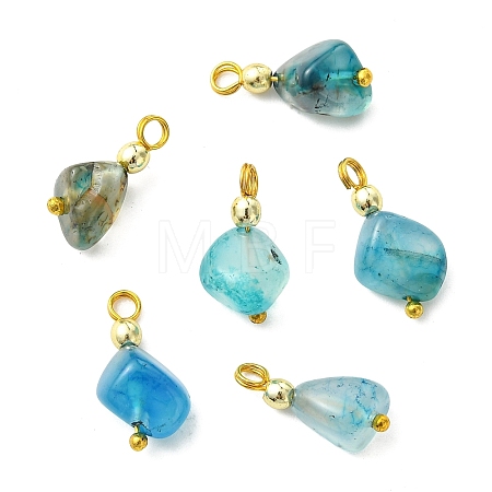 Natural Agate(Dyed & Heated) Tumbled Stone Pendants PALLOY-JF05540-01-1