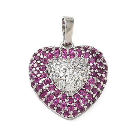 Brass Micro Pave Cubic Zirconia Pendants KK-CBA74BF-12P-02C-1