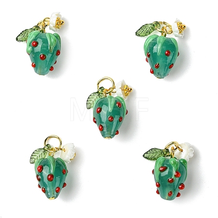 5Pcs Handmade Lampwork Pendants PALLOY-YW00108-07A-1