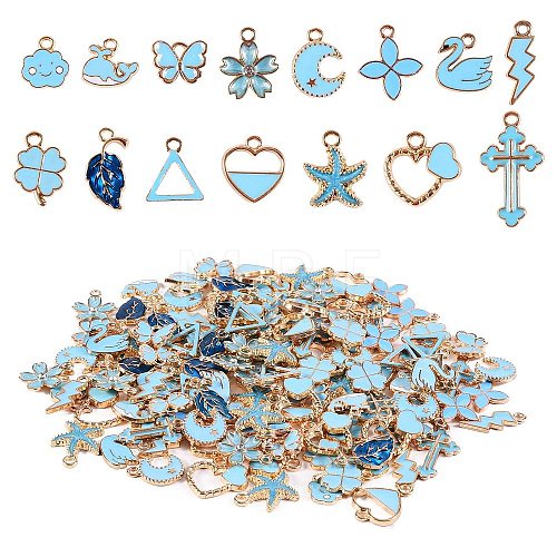 150Pcs 15 Styles Alloy Enamel Pendants ENAM-SZ0001-94-1