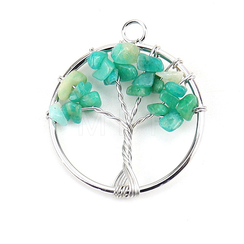 Natural Flower Amazonite Tree fo Life Pendants WG82707-04-1