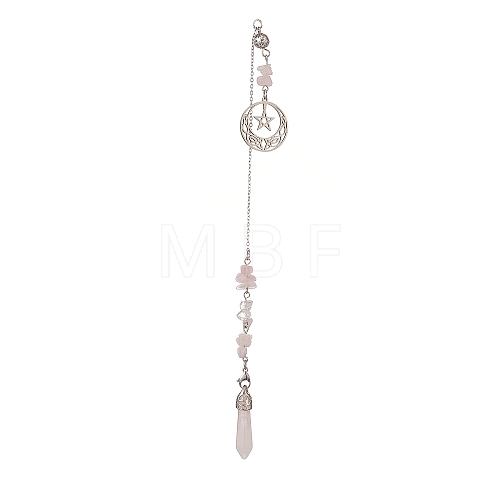 Natural Rose Quartz Pointed Dowsing Pendulums PALLOY-JF02009-05-1