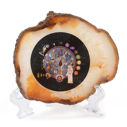 Printed Natural Agate Slice Stone Ornament DJEW-M011-02E-1