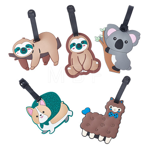 GOMAKERER 5Pcs 5 Style Koala Sloth Dog PVC Luggage Tag AJEW-GO0001-52-1