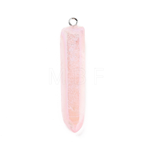 Electroplated Natural Quartz Pendants G-P315-B01-08P-1