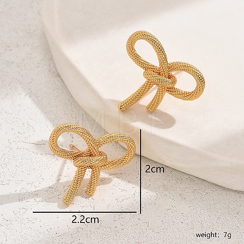 Vintage Stainless Steel Texture Butterfly Tassel Stud Earrings for Women CG8144-1