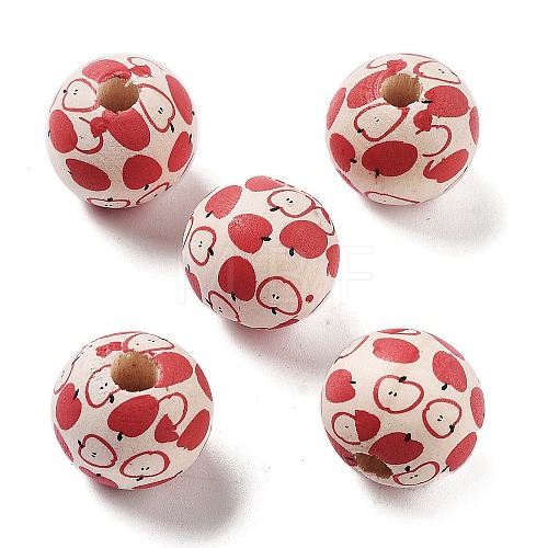 Fruit Theme Wood European Beads WOOD-M011-01E-1