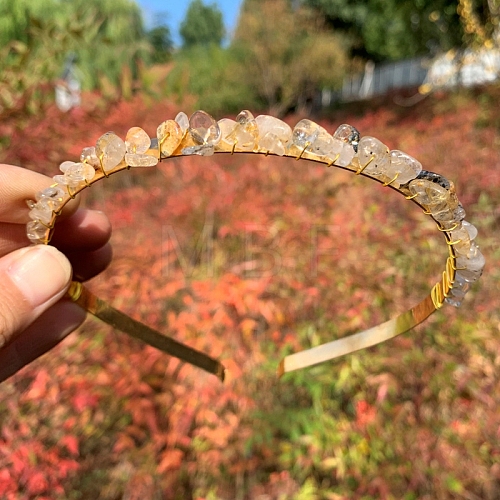 Natural Gold Rutilated Quartz  Hair Bands PW-WGC1C33-53-1