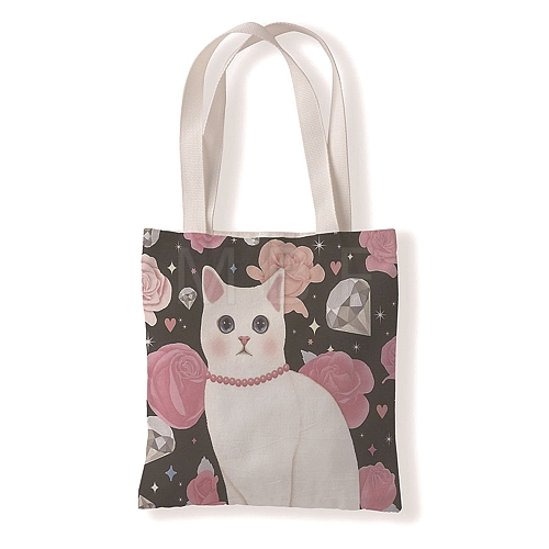 Cat Pattern Canvas Women's Tote Bags PW-WGA189E-18-1