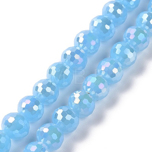 Electroplate Imitation Jade Glass Beads Strands GLAA-E036-12B-1