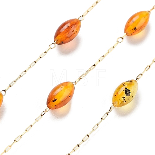 Handmade Oval Amber Beaded Chains CHS-P019-11G-1