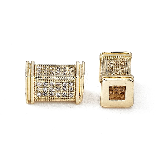 Brass Micro Pave Clear Cubic Zirconia Beads KK-E068-VB458-1