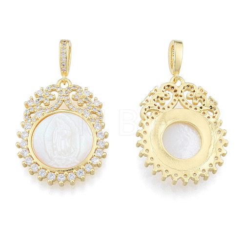 Brass Micro Pave Clear Cubic Zirconia Pendants KK-N227-135-1