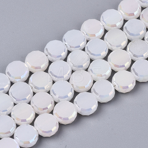 Electroplate Opaque Solid Color Glass Beads Strands EGLA-T020-07I-1