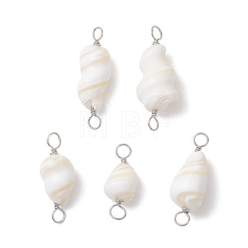 Natural Conch Shell Connector Charms PALLOY-JF02812-01-1