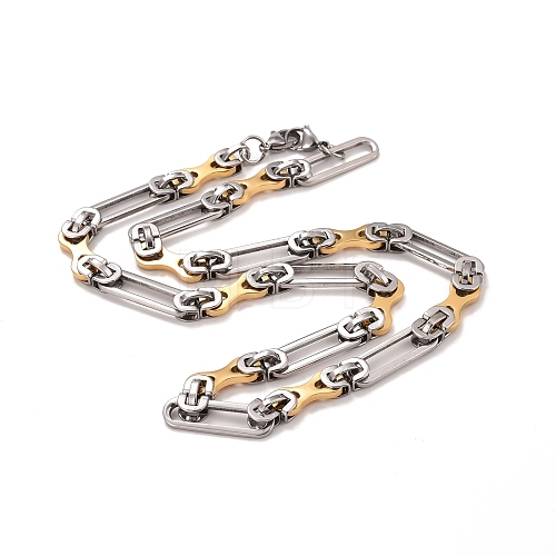 Vacuum Plating 304 Stainless Steel Oval Link Chains Necklace STAS-E160-15GP-1