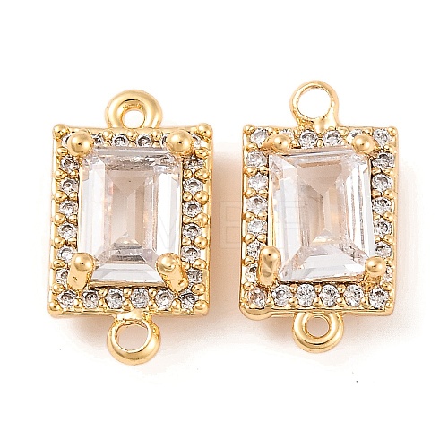 Brass Pave Clear Cubic Zirconia Connector Charms KK-S389-39G-1