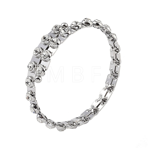 Brass Crystal Rhinestone Bangles for Women BJEW-H609-01P-1