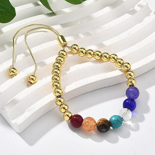 Long-Lasting Plated Brass Beads Slider Bracelets for Women BJEW-K268-02G-1