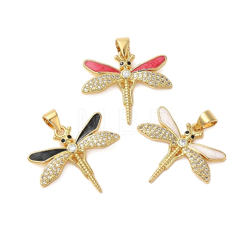 Rack Plating Brass Micro Pave Cubic Zirconia Pendants KK-P279-28G-1