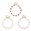 Handmade Nepalese Lampwork Cube and Natural Pearl Beaded Bracelets BJEW-JB14481-3